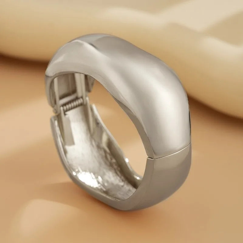 Vintage Geometric Stainless Steel Cuff Bangle