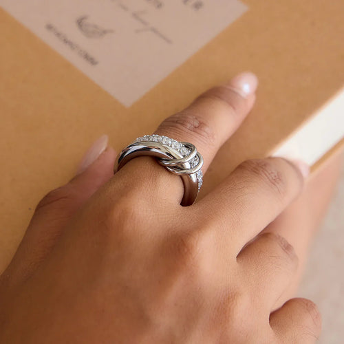 Double-Layer White Zircon Ring