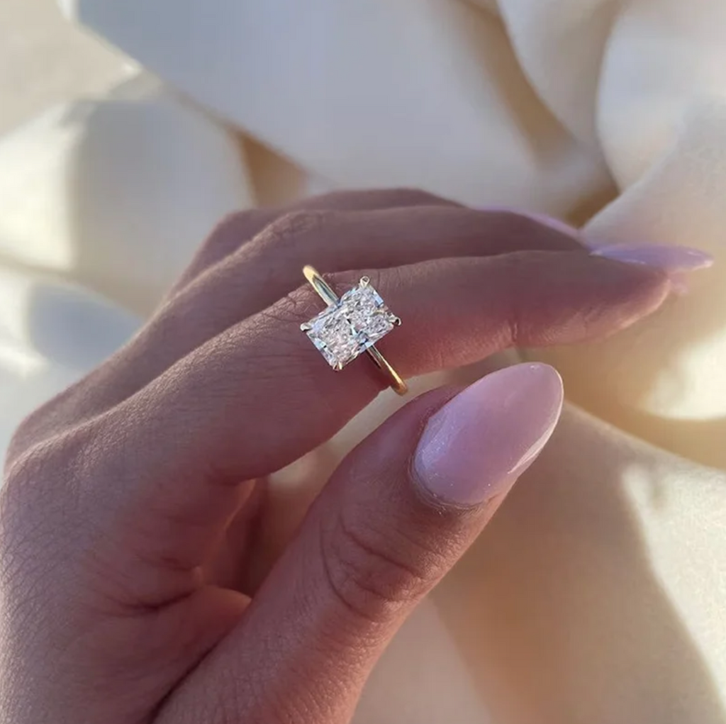 Radiant Cut Moissanite Solitaire Ring